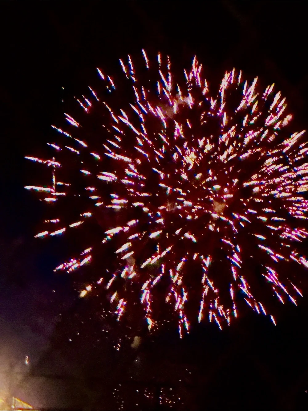 Original photography Sparkling Red Fireworks Sky honolulu 8x10